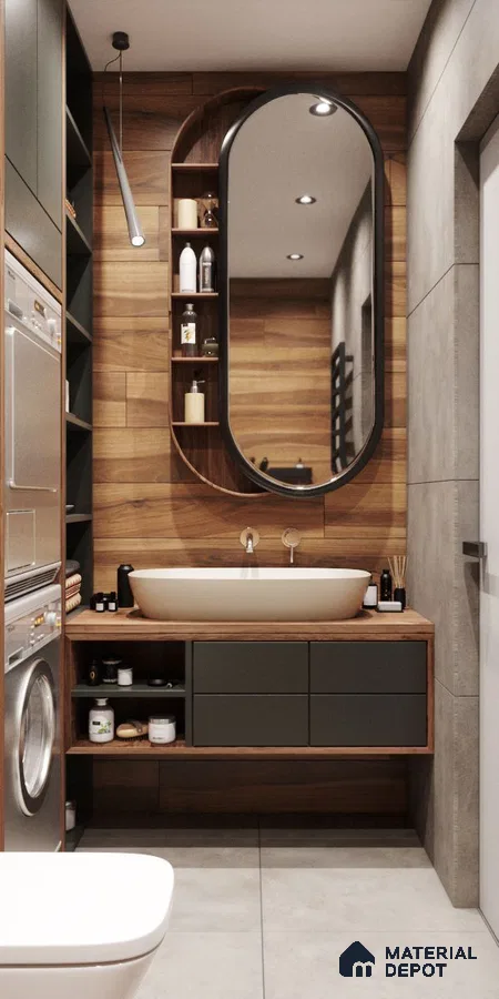 A bathroom with a large tub in the middle of the room and two sinks and two sinks on the wall next to a bathtub in front of a large window that has a wooden stool in a white